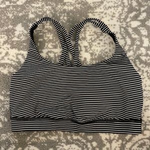 Lululemon Black & White Striped Energy Bra Size 8